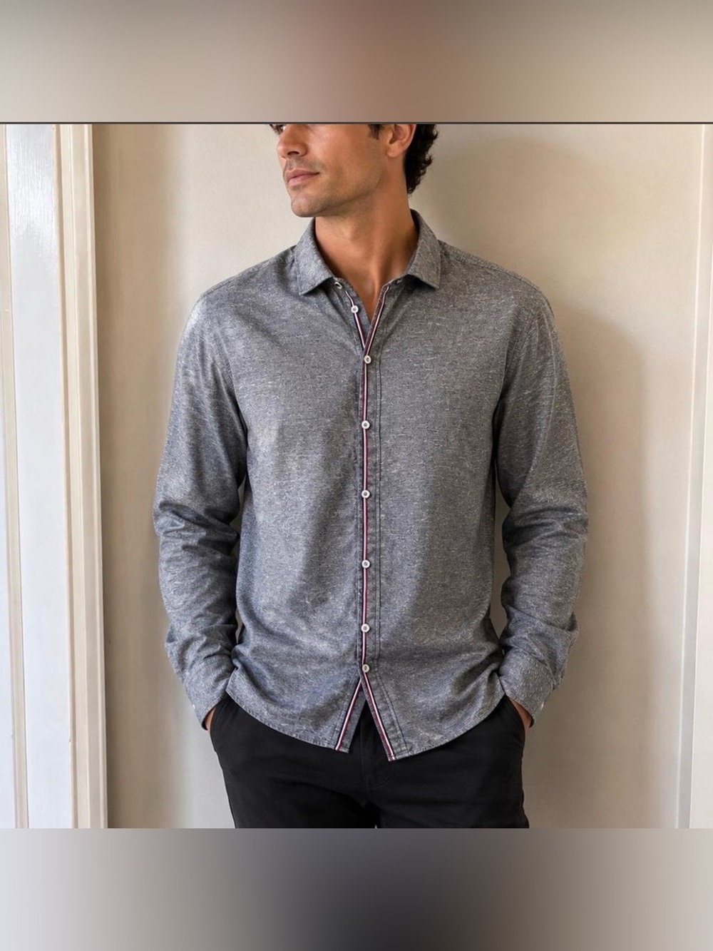 Bugatchi Gray Woven Classic Fit Shirt size Xl